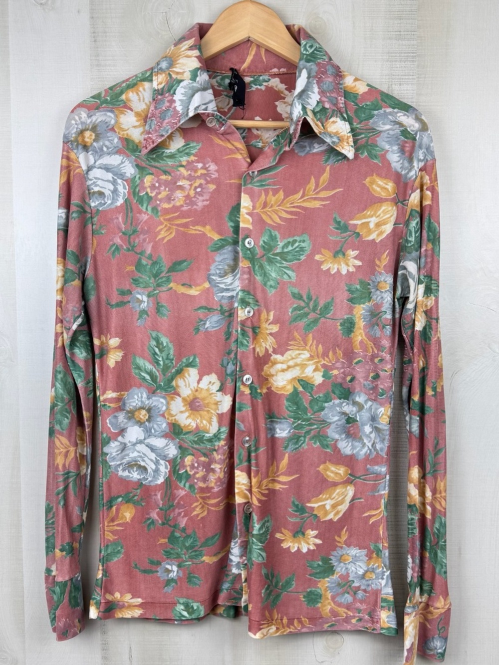 Vintage Dimension by Milford Mens Long Sleeve Button Up Floral Disco Shirt Large